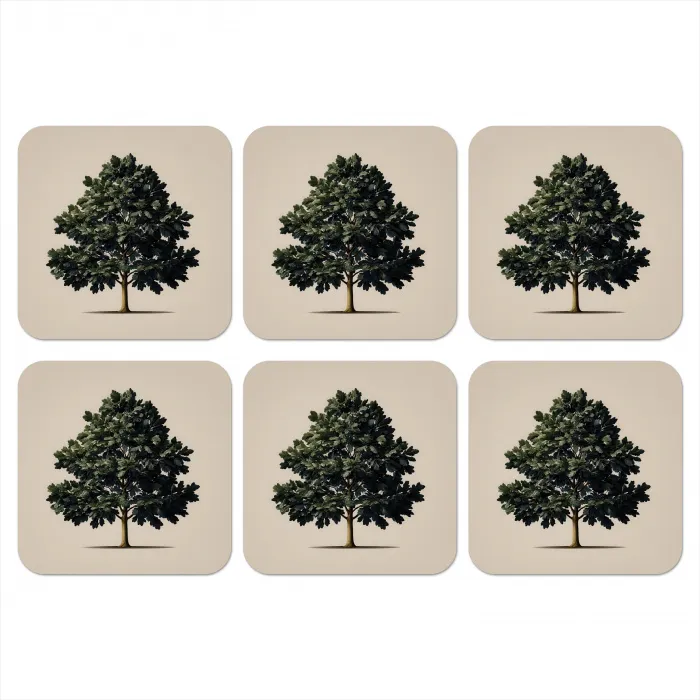 Eikenboom - Schaduw - Egaal onderzetter kurk middel -3d