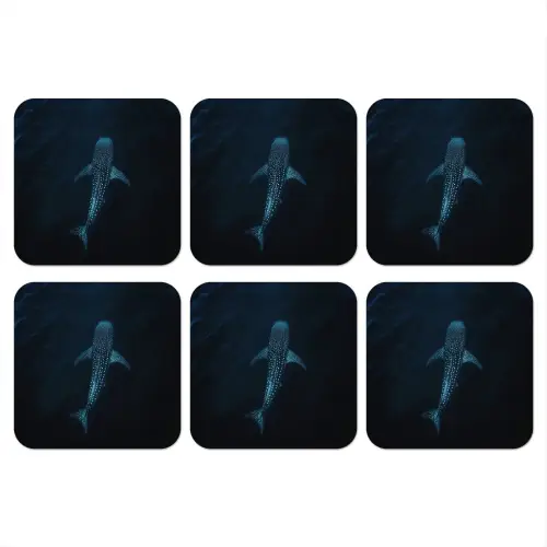 Oceaan - Walvishaai - Donkerblauw - Vlekken onderzetter kurk middel -3d