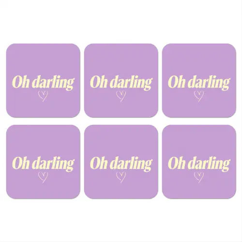 Oh darling - Hart - Paars onderzetter kurk middel -3d