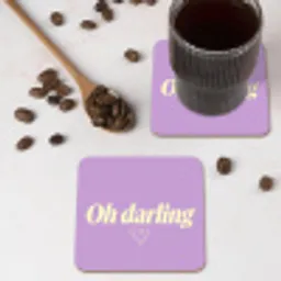 Oh darling - Hart - Paars onderzetter kurk middel -sfeer2
