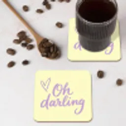 Oh darling - Geel - Hart onderzetter kurk middel -sfeer2
