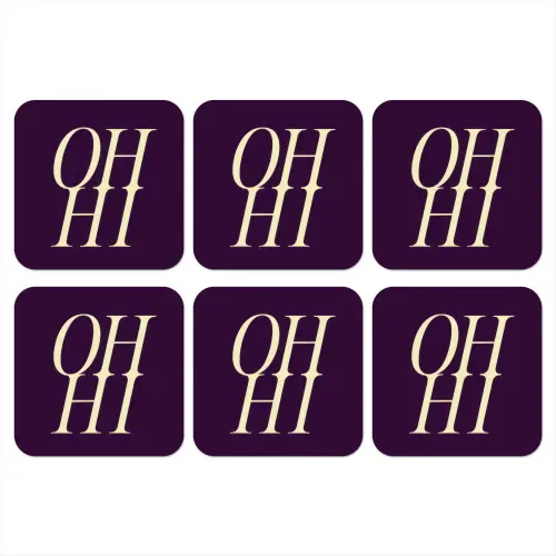 Oh hi - Paars - Minimalistisch onderzetter kurk middel -3d