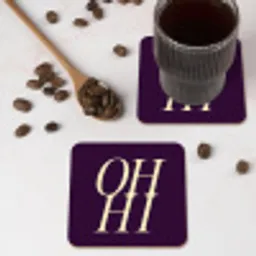 Oh hi - Paars - Minimalistisch onderzetter kurk middel -sfeer2