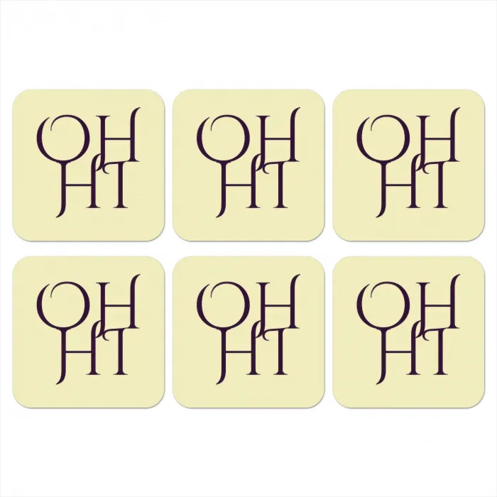 Oh hi - Geel - Monogram onderzetter kurk middel -3d