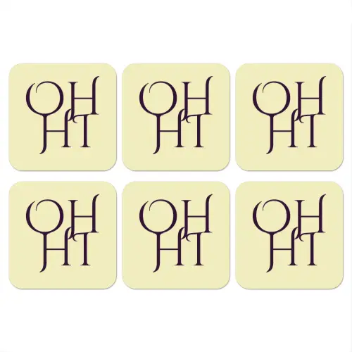 Oh hi - Geel - Monogram onderzetter kurk middel -3d