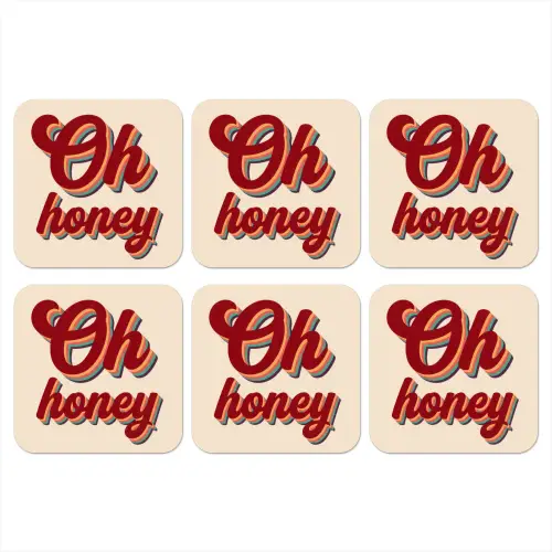 Oh honey - Rood - Schaduw onderzetter kurk middel -3d