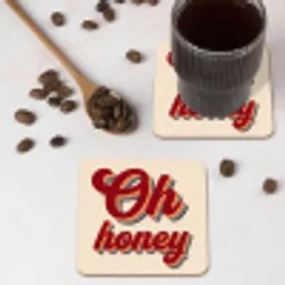 Oh honey - Rood - Schaduw onderzetter kurk middel -sfeer2