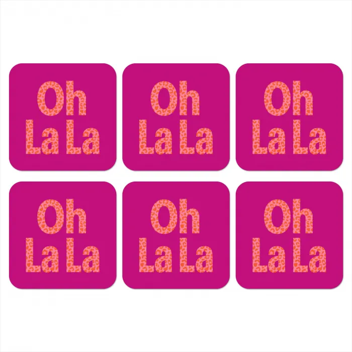 Oh la la - Luipaardprint - Roze onderzetter kurk middel -3d