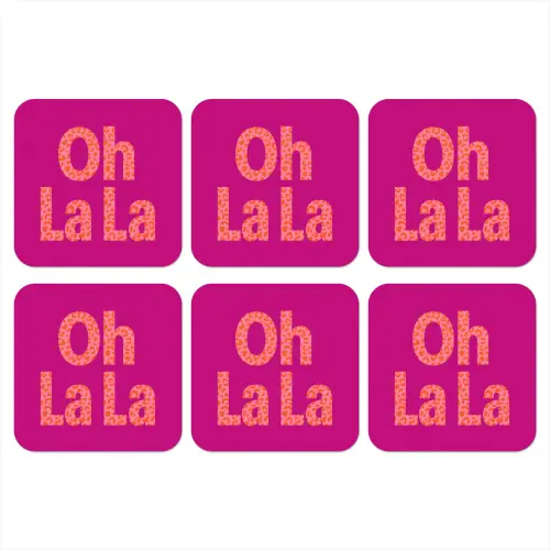 Oh la la - Luipaardprint - Roze onderzetter kurk middel -3d