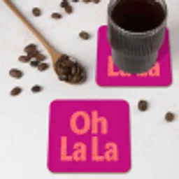 Oh la la - Luipaardprint - Roze onderzetter kurk middel -sfeer2