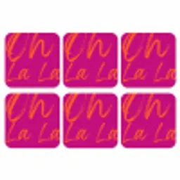 Oh la la - Oranje - Roze onderzetter kurk middel -3d