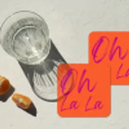 Oh la la - Oranje - Roze - Grafisch onderzetter kurk middel -sfeer4