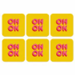 Oh ok - 3D - Geel - Roze onderzetter kurk middel -3d