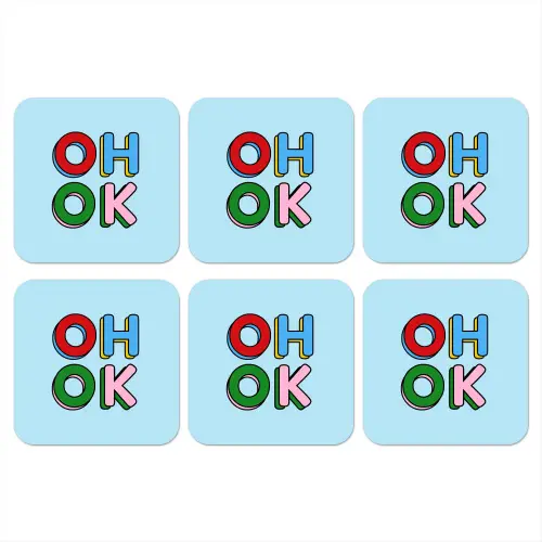 Oh ok - Blauw - Kleurrijk onderzetter kurk middel -3d