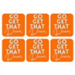 Oranje - Blauw - Go get that dream onderzetter kurk middel -3d