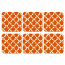 Oranje - Ruitpatroon - Wit onderzetter kurk middel 366 -3d