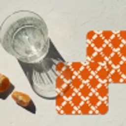 Oranje - Ruitpatroon - Wit onderzetter kurk middel 366 -sfeer4