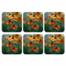 Oranje bloemen - Levendig - Wazige achtergrond onderzetter kurk middel -3d