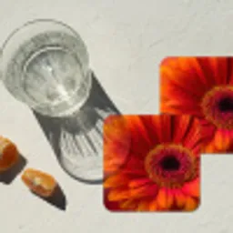 Oranje - Gerbera - Intens onderzetter kurk middel -sfeer4
