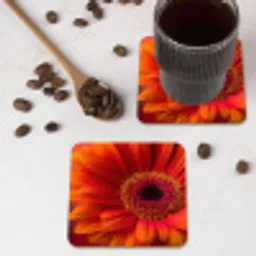 Oranje - Gerbera - Intens onderzetter kurk middel -sfeer2