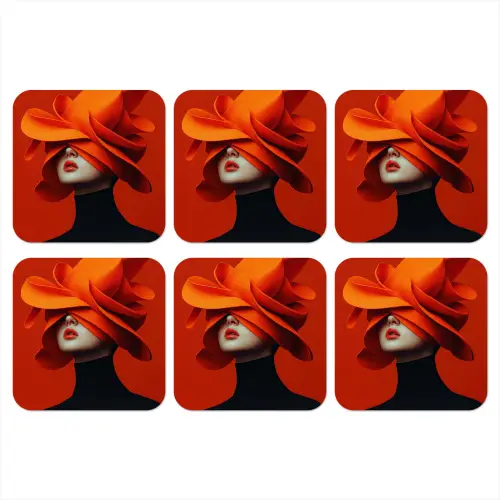 Oranje - Hoed - Vrouw onderzetter kurk middel -3d