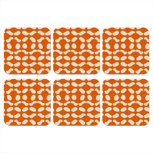 Oranje - Organische vormen - Wit onderzetter kurk middel 366 -3d