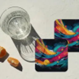 Banen - Golven - Kleurrijk - Abstract onderzetter kurk middel -sfeer4