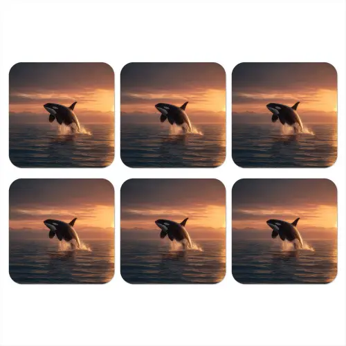 Orka - Zee - Zonsondergang onderzetter kurk middel -3d