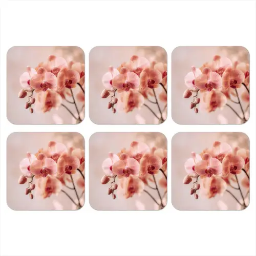 Orchidee - Bloemen - Roze - Bloemblaadjes onderzetter kurk middel -3d