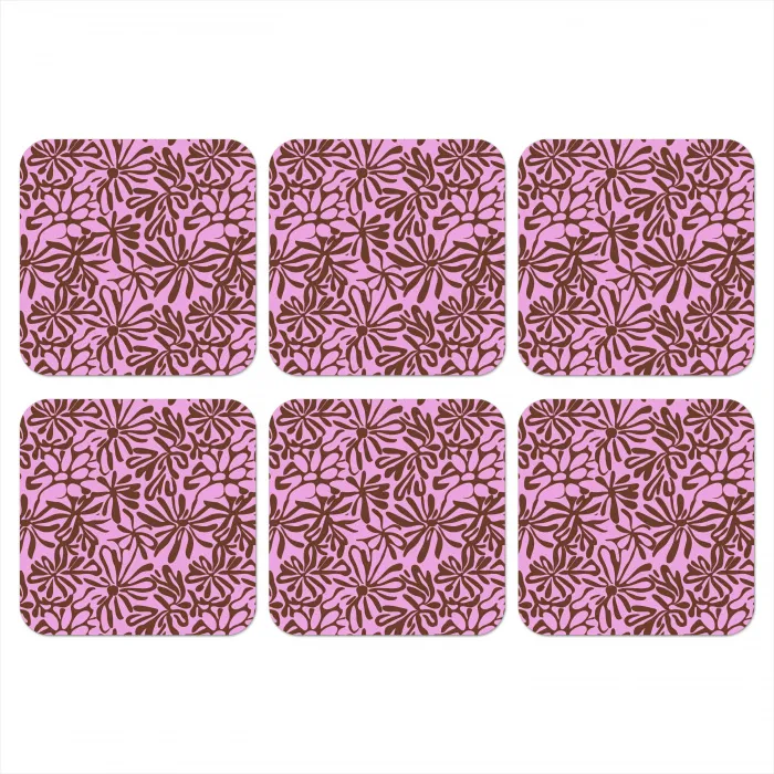 Organisch - Patroon - Roze onderzetter kurk middel 366 -3d