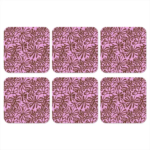 Organisch - Patroon - Roze onderzetter kurk middel 366 -3d
