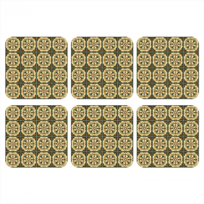 Ornament - Patroon - Groen onderzetter kurk middel 366 -3d