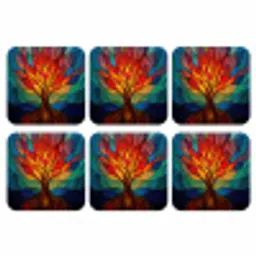 Sierglas - Boom - Rood - Vlakken onderzetter kurk middel -3d