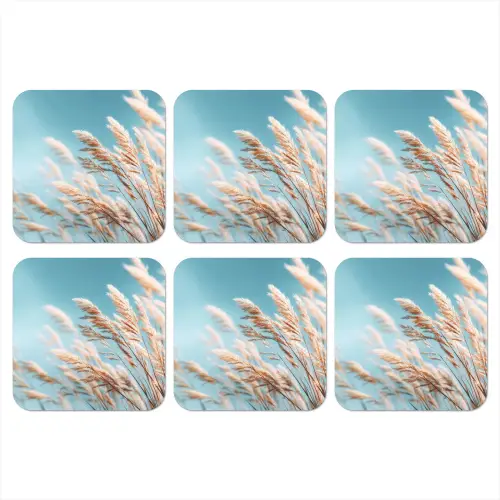 Siergras - Wind - Lichtbruin onderzetter kurk middel -3d