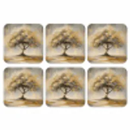 Schilderij - Boom - Abstract - Bladeren onderzetter kurk middel -3d