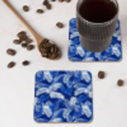 Palmblad - Patroon - Blauw onderzetter kurk middel 366 -sfeer2