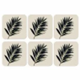 Palmblad - Subtiel - Groen - beige onderzetter kurk middel -3d