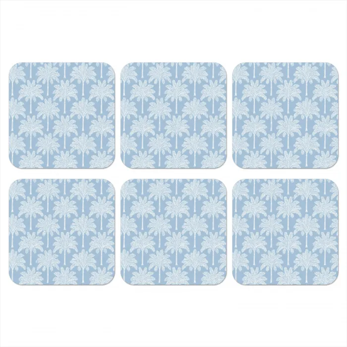 Palmboom - Modern - Blauw onderzetter kurk middel 366 -3d