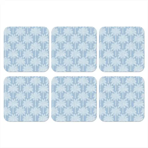 Palmboom - Modern - Blauw onderzetter kurk middel 366 -3d