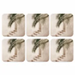 Palmboom - Schaduw - Trap - Beige onderzetter kurk middel -3d