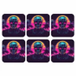 Palmbomen - Hoofd - Metallic - Zonsondergang onderzetter kurk middel -3d