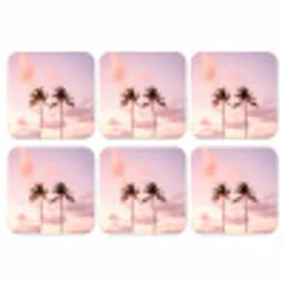 Palmbomen - Paars - Wolken - Lucht onderzetter kurk middel -3d