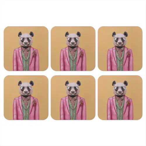 Panda - Pak - Zonnebril - Blauw onderzetter kurk middel -3d