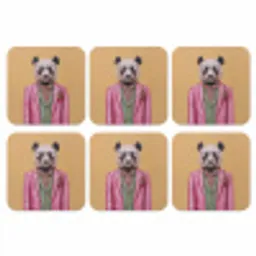 Panda - Pak - Zonnebril - Blauw onderzetter kurk middel -3d
