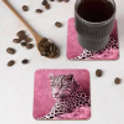 Panter - Luxe - Roze onderzetter kurk middel -sfeer2