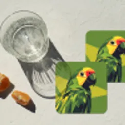 Papegaai - Groen - Snavel - Abstract onderzetter kurk middel -sfeer4