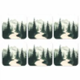 Pad - Bomen - Bos - Illustratie onderzetter kurk middel -3d