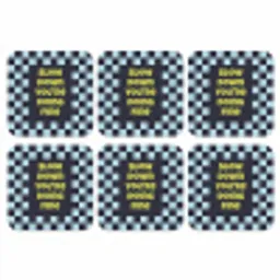 Patroon - Geblok - Blauw - Slow down you're doing fine onderzetter kurk middel -3d
