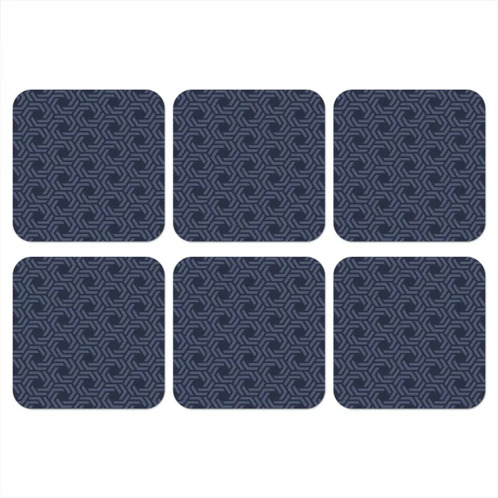 Patroon - Blauw - Geometrisch onderzetter kurk middel 366 -3d