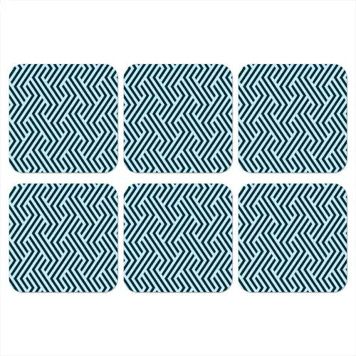 Patroon - Blauw - Lijnen - Zigzag onderzetter kurk middel 366 -3d